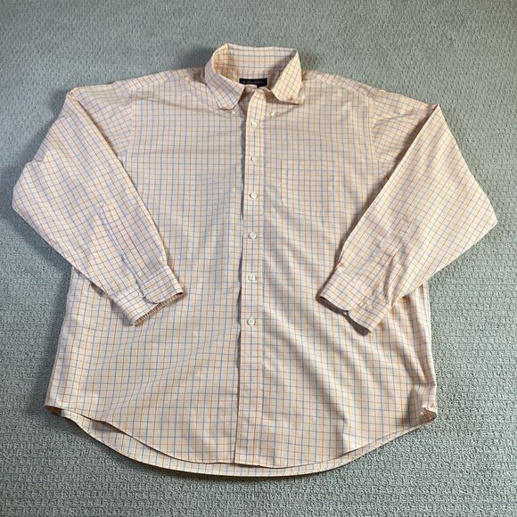 Brooks Brothers Mens XL Non Iron Plaid Button Down Shirt Orange Blue - Picture 1 of 4